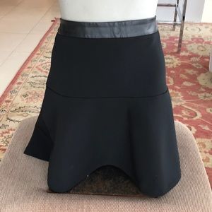 Ann Taylor black mini skirt w a leather waist band